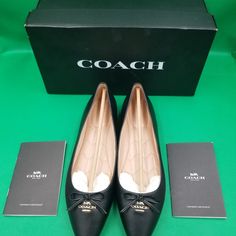 Nib Coach Womens Flat Shoes 6.5us Annabel Leather Balle C2911. See Photos For Details Of The Item. New And Never Used Shoes. Elegant Coach Flats With Round Toe, Leather Flat Court Shoes For Evening, Formal Flat Court Shoes With Branded Insole, Elegant Coach Leather Flats, Black Flat Court Shoes With Leather Sole, Chic Coach Leather Flats, Chic Coach Flats, Coach Black Heels For Work, Chic Flat Leather Court Shoes