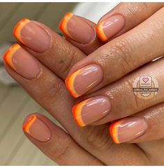 Nails Orange, Orange Nail Designs, Colorful Nails, Tip Nails, Orange Nails, Minimalist Nails, Fire Nails, Funky Nails