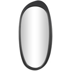 a black oval mirror on a white background