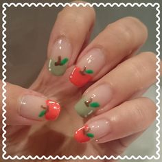 cutie green and red apple nails Apple Nails, Apple Core, N Nails, Really Cute Nails, Cool Nails, Dream Nails, Dope Nails