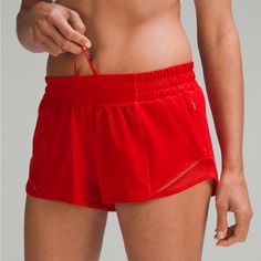 See Pics Never Worn Red Lululemon Shorts, Lululemon Hottie, Red Lululemon, Lulu Shorts, Low Rise Shorts, Lululemon Shorts, Red Shorts, Shorts Athletic, Sport Shorts