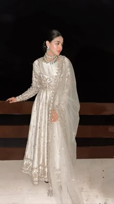 Simple Pakistani Dresses Party Wear, Fancy Frock, Simple Dress For Girl, Anarkali Frock, White Anarkali, Walima Dress, Anarkali Dresses