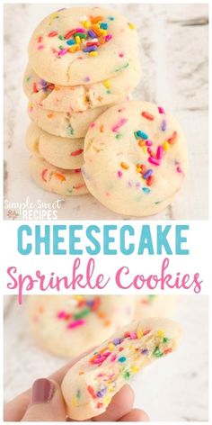 the recipe for cheesecake sprinkle cookies is shown