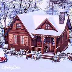 bloxburg winter houses Winter Home Exterior Bloxburg, Sims 4 Beautiful Houses, Bloxburg Log Cabin Layout, Small Winter House Bloxburg, Bloxburg Cabin Exterior, Winter Cabin Layout