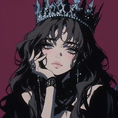 an anime character wearing a tiara and holding her hand to her face with both hands