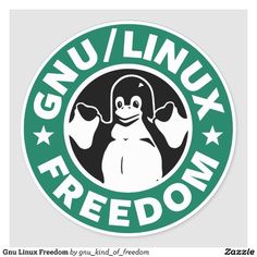 a black and white sticker with the words linux freedom