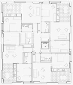 the floor plan for a three bedroom apartment with two bathrooms and one living room on each side