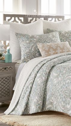 the comforter is neatly made and ready to be used in this bedding set