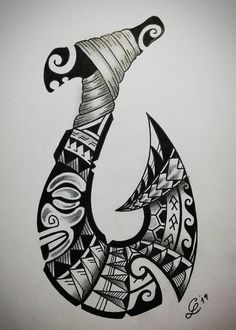 Hawaiian Tiki Tattoo, Māori Tattoo, Tiki Tattoo Hawaiian, Hawaii Tattoo, Fishing Hook Tattoo, Hook Tattoos, Tiki Tattoo