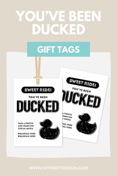 two ducked tags hanging from a rope with the words, you've been bucked gift tags