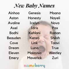 a baby yawning with the names of its babies on it's chest