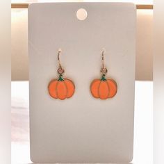 Don’t Miss Out On These Super Cute Earrings! Great For The Fall Season, From Halloween, To Thanksgiving. The Hooks Are Made Out Of Gold-Plated Stainless Steel So I Believe They Should Be Hypoallergenic. They Are Not Claire’s Brand, Just Tagged Them Under That So They Could Be Seen By Shoppers. Product Description: - Enamel/Metal Pumpkin Pendant - “Fish Hook” Style Earring With Rubber Backing - Lightweight - Brand New / Never Worn - The Pumpkin Itself Is Very Cute And Small, Only About Half An In Cute Orange Earrings For Halloween, Cute Orange Halloween Earrings, Pumpkin Accessories, Pumpkin Jewelry, Gilmore Girls Seasons, Metal Pumpkins, Forever 21 Jewelry, Pumpkin Earrings, Gorgeous Clothes