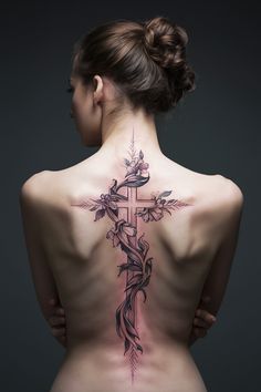 Explore stunning spine tattoos for women that beautifully blend spirituality and art. These elegant designs often feature delicate elements like crosses, butterflies, and flowers, creating a unique and meaningful expression of faith. Consider incorporating inspiring Bible verses or quotes that resonate with your journey. Whether you prefer simple outlines or vibrant red and black hues, these tattoos are perfect for making a statement. Christian Spine Tattoos For Women, Elegant Spine Tattoos For Women, Elegant Spine Tattoos, Back Cross Tattoos, Unique Christian Tattoos, Unique Cross Tattoos, Back Tattoo Women Spine, Arrow Tattoos For Women, Feminine Back Tattoos