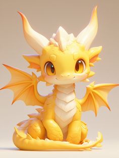 a yellow dragon figurine sitting on top of a table