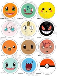 the pokemon faces are all different shapes and sizes