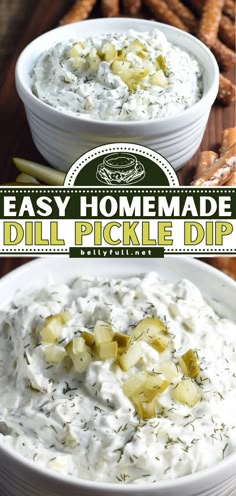 Dill Pickle Dip, game day, tailgate food Pickel Dip Recipes, Easy Dill Pickle Dip, Easy Pickle Dip, East Dips For Parties, Easy Cold Dips For A Party, Pickle Dip Pinwheels, Cold Party Dips Appetizers, Dill Chip Dip, Savory Dips For Parties Cold