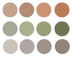 different shades of brown, green and beige on a white background with the same color scheme