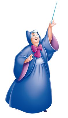 a cartoon character dressed in blue holding a wand