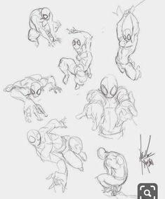 some character sketches from spider - man and the waspmoes, drawn in pencil