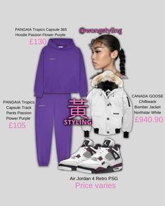 IG wongstyling Messy Room Jordan 4 Outfit Ideas, Jordan 4 Girly Outfit, Baddie Jordan 4 Outfits, Outfits With Jordan 4 Canyon Purple, Jordan 4 Breds Outfit Girl