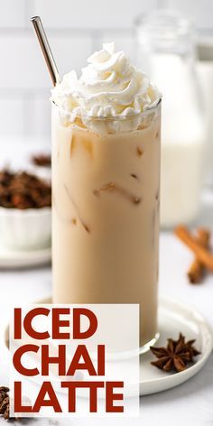 Chai Tea Frappe, Iced Chia Recipe, How To Make A Iced Chai Tea Latte, Iced English Tea Latte, Cold Beverages Recipes, Iced Vanilla Chai Tea Latte Recipe, Homemade Iced Chai Tea Latte, Cold Chai Tea Latte, How To Make Iced Chai Tea Latte At Home