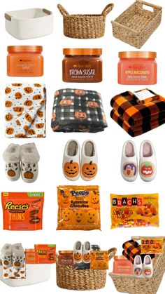 pumpkin themed items are featured in this collage