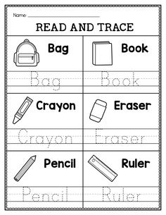 the worksheet for reading and tracer with pictures to help students learn how to read