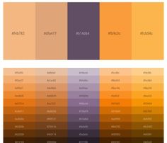 an orange and purple color scheme with the same hues in each section, including two shades