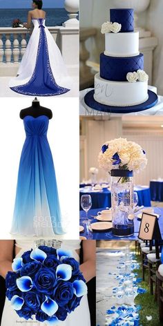 blue and white wedding colors for the bride