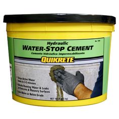 a bucket of water stop cement