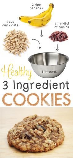 an image of ingredients for cookies on a table with the words healthy 3 ingredient cookies