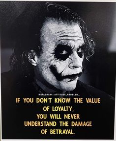 the joker from batman movie with quote about it saying if you don't know the value