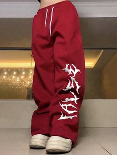 Fancy Pants Outfit, Sweatpants Baggy, Cute Sweatpants Outfit, Men Sweatpants, Cute Sweatpants, Burgundy Fabric, Teen Boy Outfits, Printed Sweatpants, Future Clothes