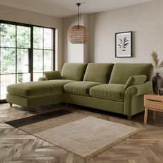 a living room scene with focus on the corner sofa