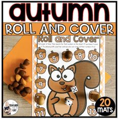 an autumn roll and cover game with nuts