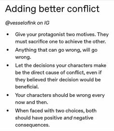 an image with the words'adding better conflict'written in black on white paper