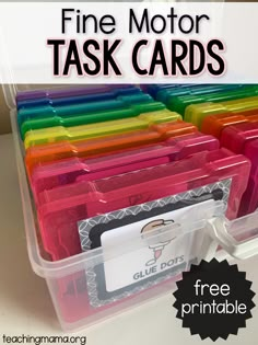 the free printable fine motor task cards