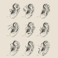 six images of different shapes and sizes of horse's heads in black and white