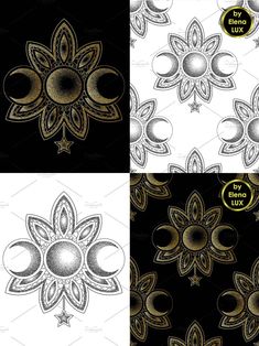 four different designs with gold and black colors