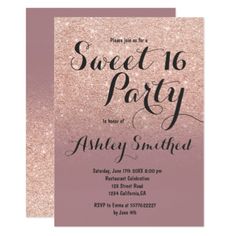 the sweet 16 birthday party is in pink and purple with silver glitters on it