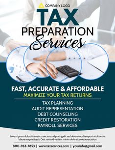 a poster advertising tax preparation services