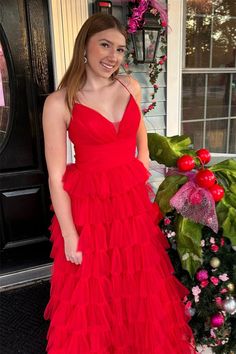 Bright Red Prom Dress, Layered Prom Dress, Red Prom Dress Long, Prom Dress Long, Red Homecoming Dresses, Senior Prom Dresses, Pink Homecoming Dress, Blue Homecoming Dresses, Long Prom Gowns