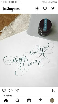 an instagram page with the message happy new year written on it and a stamper next to it