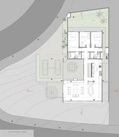 an aerial view of the ground plan for a house with multiple floors and large windows