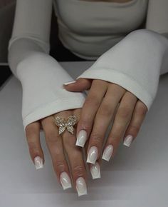 Milky french Nails🤍 Xmas French Nails, Shiny French Nails, Milky French Nails, Maintenance Week, Prom Essentials, Nails Engagement, Elegant Touch Nails, White Gel Nails, Milky Nails