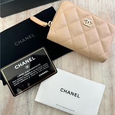 Authentic And Very Rare Piece! Brand: Chanel Zip Around Coin Purse/Card Holder With 3 Slots Color: Light Beige Iridescent With Gold Cc Emblem Hardware, Shifts Pink Or Green In Different Lighting Condition: Great Material: Chanel Caviar Leather Corners Are All In Good Condition, Some Have Slight Discoloration As Shown In Pictures Interior Beige Is Flawless With No Signs Of Use When Purchased, You Will Receive The Zip Around Card Wallet, Authenticity Card, Care Instruction Packets, Velour Dust Bag And Chanel Box. Chanel Zippy Coin Purse, Chanel Card Case, Chanel Card Holder Beige, Chanel Classic Flap Card Holder, Chanel Wallet On Chain Beige, Chanel Box, Chanel Caviar, Light Beige, Card Wallet