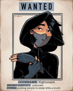 a poster with an image of a woman wearing a black hoodie and holding her hands in front of her face