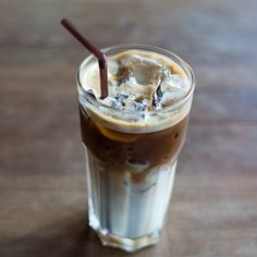 an iced coffee drink with ice and chocolate