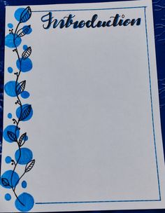 a paper with blue flowers on it and the word instruction written in cursive writing