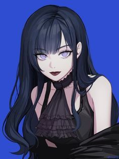 심플한 그림, Long Black Hair, Digital Art Girl, An Anime, Long Black, Girl Drawing